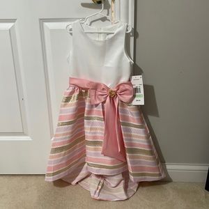 Girls satin hi-low formal dress with bow- size 8